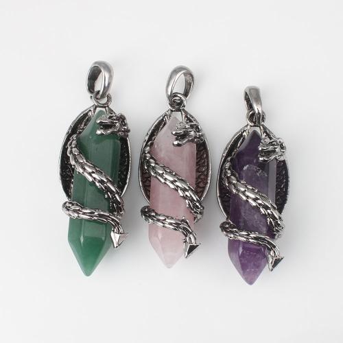 Gemstone Pendants Jewelry, with Tibetan Style, DIY & different materials for choice, more colors for choice, 45x13.80x9.70mm, Sold By PC