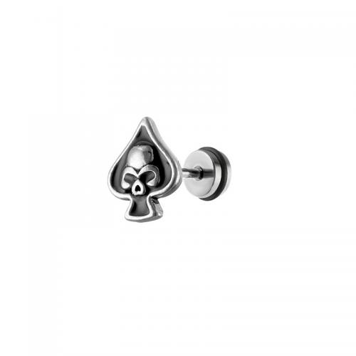 Titan Stahl Ohrring, Titanstahl, plattiert, Modeschmuck & Emaille, Silberfarbe, 11x12mm, verkauft von PC