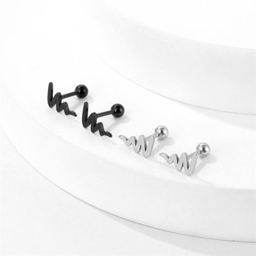Titanium Steel  Earring, plated, fashion jewelry, more colors for choice, 12x6mm, Sold By PC