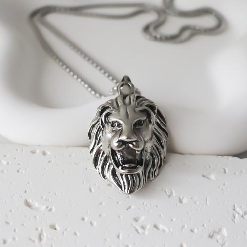 Tibetan Style Animal Pendants, Lion, plated, DIY, silver color, nickel, lead & cadmium free, 28x42mm, Sold By PC