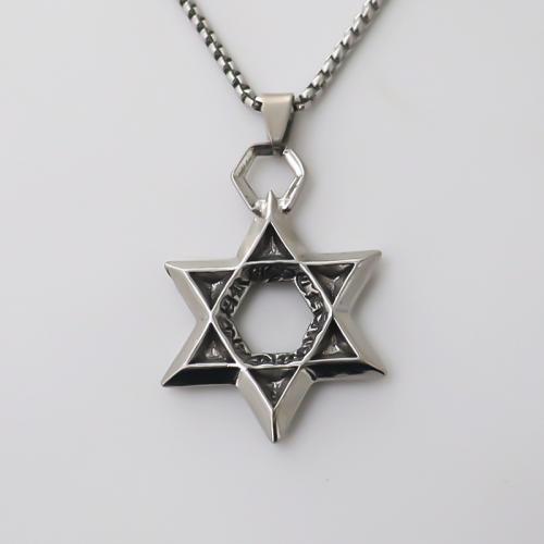 Zink Alloy Star Pendant, Hexagram, plated, DIY, silver, nickel, bly och kadmium gratis, 31x43mm, Säljs av PC
