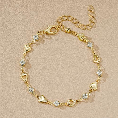 Bracelet en alliage de zinc, avec cristal, avec 5.5cm chaînes de rallonge, Placage, bijoux de mode & pour femme & creux, plus de couleurs à choisir, Longueur:Environ 18 cm, Vendu par PC