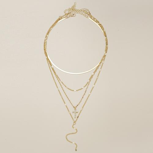 Zinklegierung Schmuck Halskette, mit Kristall, plattiert, 4 Stück & Modeschmuck & für Frau, goldfarben, frei von Nickel, Blei & Kadmium, verkauft von setzen