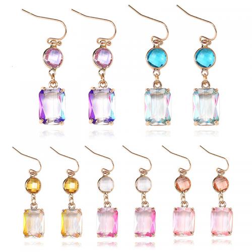 Tibetan Style Drop Earrings, with Crystal & Brass, fashion jewelry & gradient color & for woman, more colors for choice, nickel, lead & cadmium free, 41x10mm, Sold By Pair