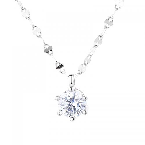 Cubic Zircon Micro Pave 925 Sterling Silver Necklace with 6CM extender chain plated micro pave cubic zirconia & for woman platinum color Length Approx 40 cm Sold By PC