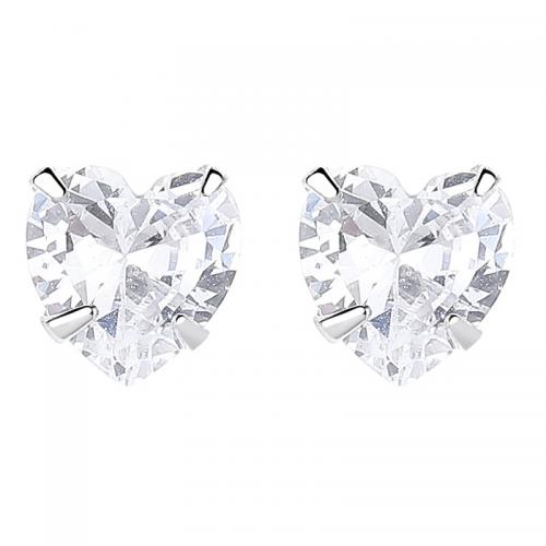 Cubic Zirconia Micro Pave Sterling Silver Earring 925 Sterling Silver plated & micro pave cubic zirconia & for woman platinum color Sold By Pair