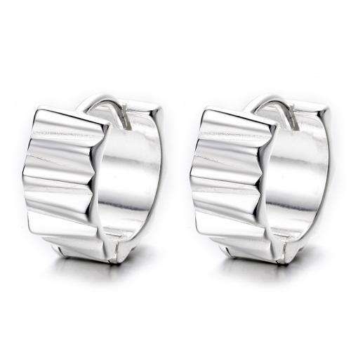 925 Sterling Silver Hoop Earrings, plated, for woman, silver color, 12x12.30mm, Sold By Pair