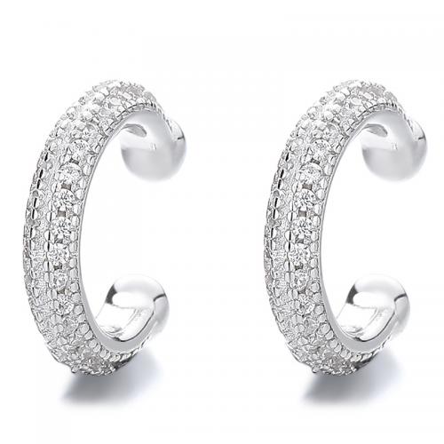 Cubic Zirconia Micro Pave Sterling Silver Earring 925 Sterling Silver plated & micro pave cubic zirconia & for woman platinum color Sold By PC
