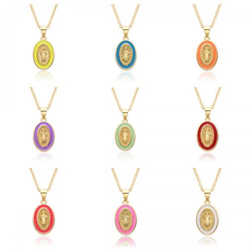 Ожерелья из латуни, Латунь, Другое покрытие, разные стили для выбора & Женский & эмаль, Много цветов для выбора, длина:Приблизительно 41-50 см, продается PC