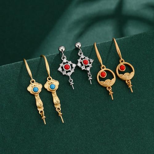 Brass Earring Drop Component, with Gemstone, plated, DIY & different styles for choice & with rhinestone & hollow, Sold By Pair