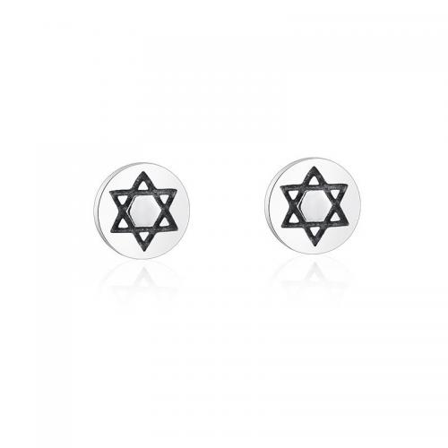 Tibetan Style Stud Earring, Round, silver color plated, vintage & for man, 8mm, Sold By Pair