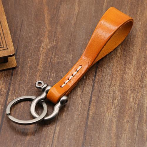 Zinc Alloy Key Clasp with Full Grain Cowhide Leather Unisex nickel lead & cadmium free Sold By PC