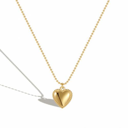 Titan stål halsband, med 5cm extender kedja, Hjärta, mode smycken & för kvinna, gyllene, nickel, bly och kadmium gratis, 12x12mm, Längd Ca 40 cm, Säljs av PC