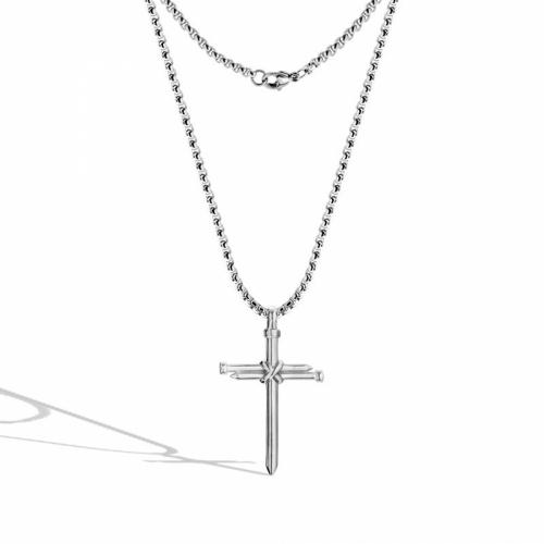 Titanium Steel Necklace, Cross, Vacuum Ion Plating, fashion jewelry & Unisex, more colors for choice, nickel, lead & cadmium free, 57mm, Length:Approx 75 cm, Sold By PC