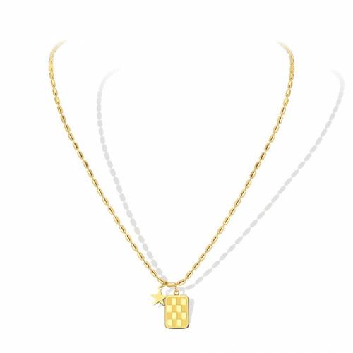 Titanium Steel Necklace with 5cm extender chain Rectangle Vacuum Ion Plating fashion jewelry & for woman golden nickel lead & cadmium free Length Approx 45 cm Sold By PC