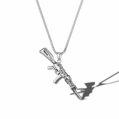 Titanium Steel Necklace, Gun, polished, fashion jewelry & for man, original color, nickel, lead & cadmium free, Length:Approx 40 cm, Sold By PC