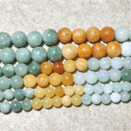 Jade Perlen, Drei farbige Jade, rund, DIY & verschiedene Größen vorhanden, gemischte Farben, verkauft per ca. 36-38 cm Strang