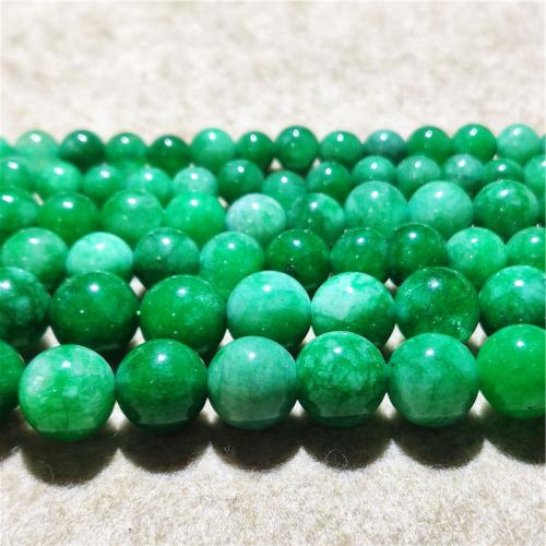 Jade Perlen, Quarzit Jade, rund, DIY & verschiedene Größen vorhanden, grün, verkauft per ca. 38-40 cm Strang