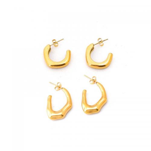Titanium stål øreringe, mode smykker & forskellige stilarter for valg & for kvinde, gylden, Solgt af par