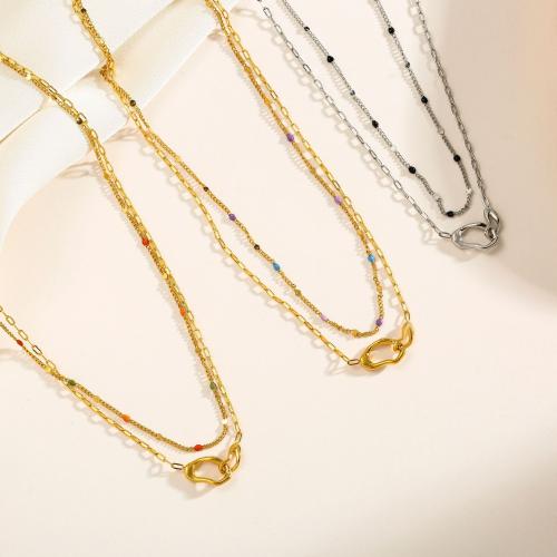 Titanstahl Halskette, Doppelschicht & für Frau & Emaille, keine, verkauft per ca. 45 cm Strang