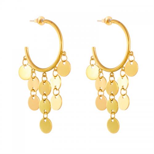 Mode-Fringe-Ohrringe, Titanstahl, Modeschmuck & für Frau, goldfarben, 50mm, verkauft von Paar