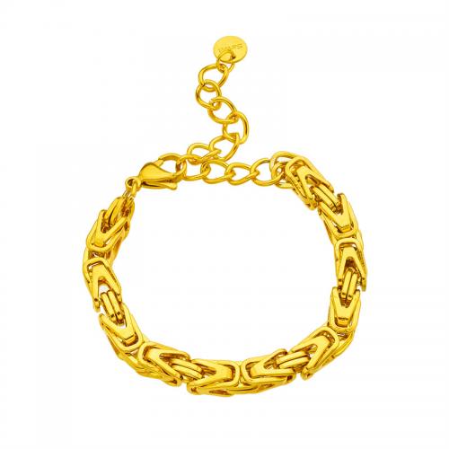 Bracelet d'acier titane, avec 5cm chaînes de rallonge, bijoux de mode & pour femme, doré, Vendu par Environ 14 cm brin