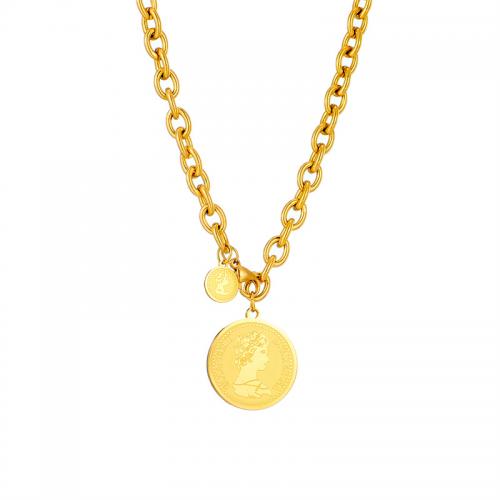 Titanstahl Halskette, Modeschmuck & für Frau, goldfarben, verkauft per ca. 45 cm Strang