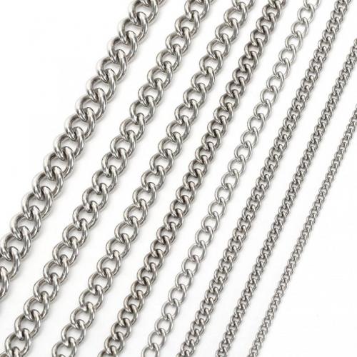Rozsdamentes acélból készült ékszerek Chain, 304 rozsdamentes acél, DIY & különböző méretű a választás, az eredeti szín, Által értékesített m