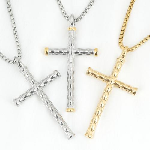 Titanium Steel Necklace, Cross, fashion jewelry & different styles for choice & for man, more colors for choice, 36.20x58.60mm, Length:Approx 60 cm, Sold By PC