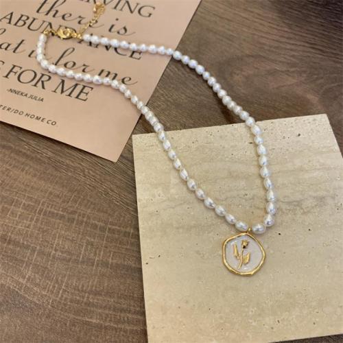 Naturlige ferskvands perle halskæde, Ferskvandsperle, mode smykker & for kvinde & emalje, Solgt Per Ca. 40 cm Strand