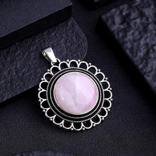 Gemstone Pendants Jewelry, Natural Stone, with Tibetan Style, silver color plated, DIY & different materials for choice, more colors for choice, Sold By PC
