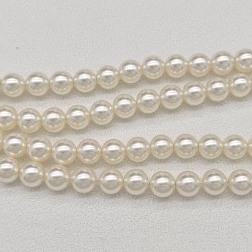 Glass Pearl Beads Round stoving varnish DIY white Sold By Strand
