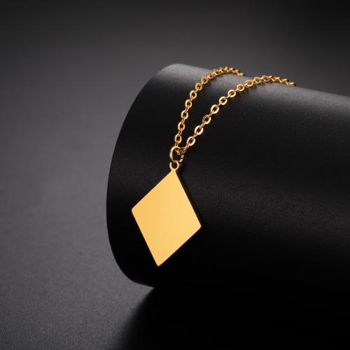 Titanium Steel Necklace, with 5CM extender chain, Rhombus, plated, for woman, more colors for choice, Length:45 cm, Sold By PC