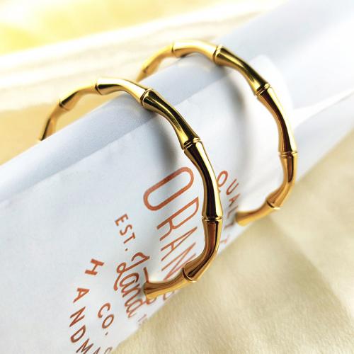 Bracelet d'acier titane, Rond, Placage de couleur d'or, pour femme, Longueur Environ 14 cm, Vendu par PC