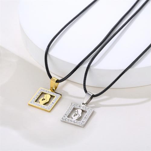 Stainless Steel Pendants, 304 Stainless Steel, Square, plated, DIY & with rhinestone, more colors for choice, 18mm, Sold By PC