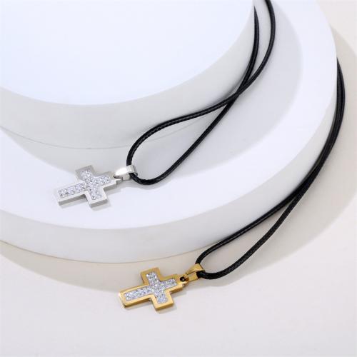 Stainless Steel Cross Pendants, 304 Stainless Steel, plated, DIY & with rhinestone, more colors for choice, 24mm, Sold By PC