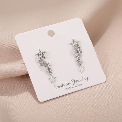 Zinc Alloy Stud Earring with Crystal Star fashion jewelry & for woman nickel lead & cadmium free Sold By Pair