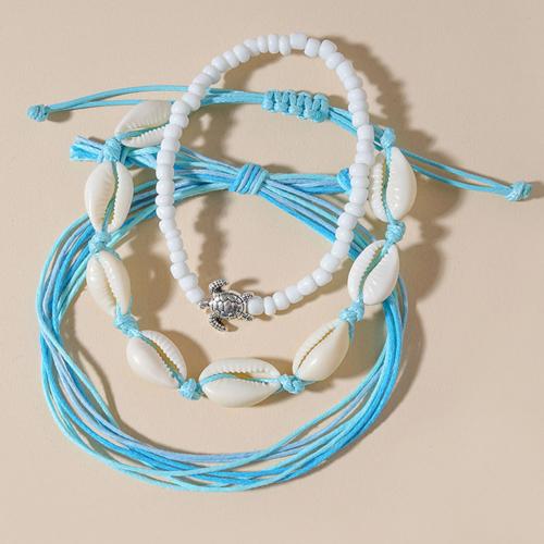 Acrylic Bracelets with Cotton Thread & Shell & Zinc Alloy handmade three pieces & fashion jewelry & for woman Sold By Set