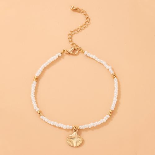 Tibetan Style Anklet, with Seedbead, with 1.97 Inch extender chain, plated, fashion jewelry & different styles for choice & for woman, white, nickel, lead & cadmium free, Length:Approx 8.66 Inch, Sold By PC