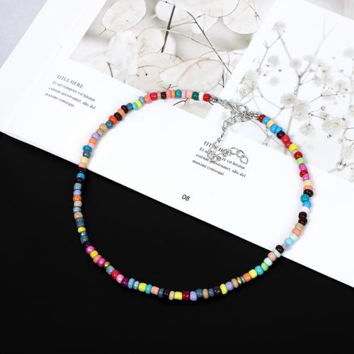Glass Seed Beads Necklace Seedbead with Zinc Alloy handmade fashion jewelry & for woman nickel lead & cadmium free Length Approx 34 cm Sold By PC