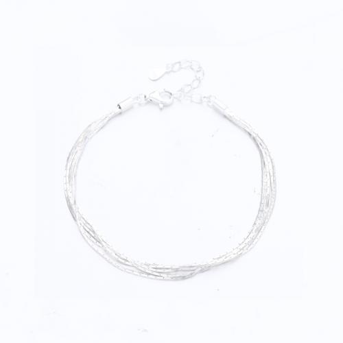 Pulseiras de prata, 925 prata esterlina, with 4CM extender chain, banhado, para mulher, prateado, comprimento Aprox 16 cm, vendido por PC