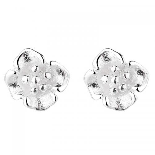 925 Sterling Silver Stud Earrings plated for woman silver color 6.60mm Sold By Pair