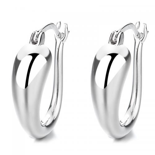 925 Sterling Silver Hoop Earrings, plated, for woman, more colors for choice, 18.70x15.50mm, Sold By Pair