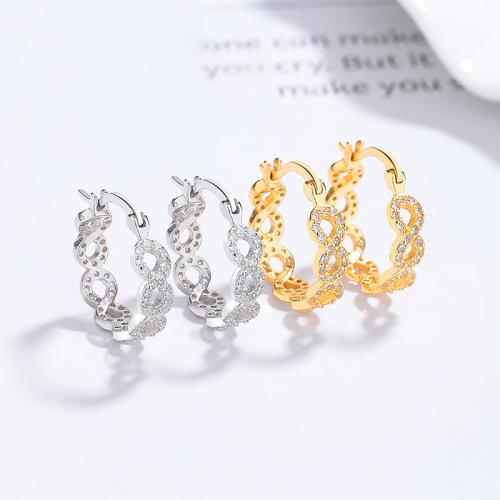 Cubic Zirconia Micro Pave Sterling Silver Earring, 925 Sterling Silver, plated, micro pave cubic zirconia & for woman, more colors for choice, 16.20x17mm, Sold By Pair