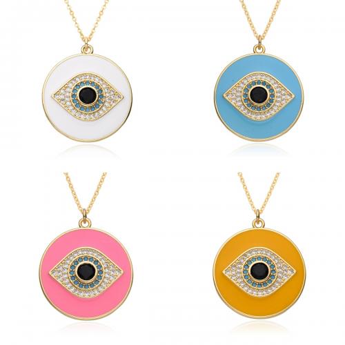 Evil Eye šperky náhrdelník, Mosaz, micro vydláždit kubické zirkony & pro ženy & smalt, více barev na výběr, Délka Cca 41-50 cm, Prodáno By PC