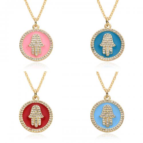 Cubic Zircon Micro Pave Brass Necklace, plated, micro pave cubic zirconia & for woman & enamel, more colors for choice, Length:Approx 41-50 cm, Sold By PC