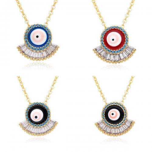 Evil Eye Jewelry Necklace, Brass, plated, different styles for choice & micro pave cubic zirconia & for woman & enamel, more colors for choice, Length:Approx 41-50 cm, Sold By PC