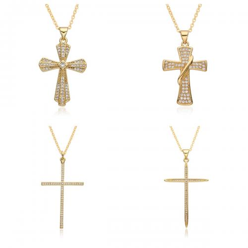 Brass Necklace, plated, different styles for choice & for woman & with rhinestone, golden, Length:Approx 41-50 cm, Sold By PC