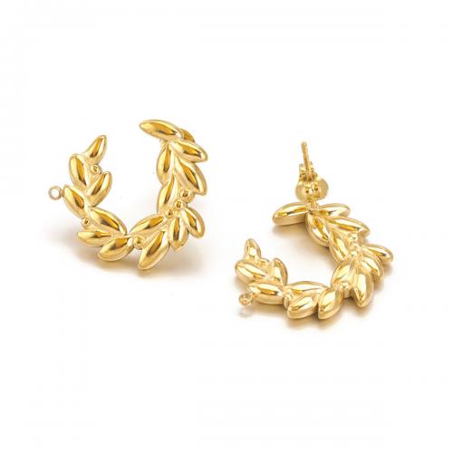 Stainless Steel Earring Stud Component, 304 Stainless Steel, DIY, golden, 22x19mm, 4PCs/Bag, Sold By Bag