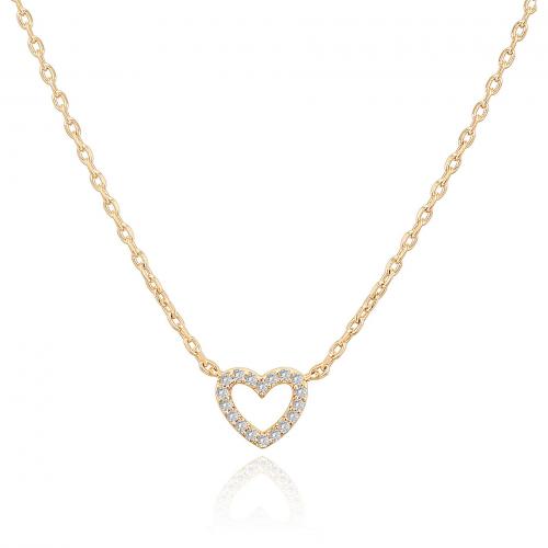 Stainless Steel Jewelry Necklace 304 Stainless Steel with 5cm extender chain Heart fashion jewelry & micro pave cubic zirconia & for woman Sold Per Approx 45 cm Strand